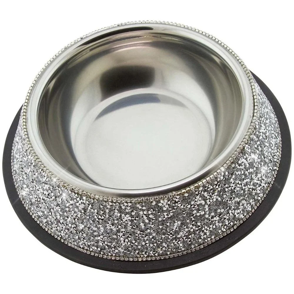 NEW Sparkling Bling Swarovski Crystal Rhinestone Pet Bowls Placemat 3 Pi…
